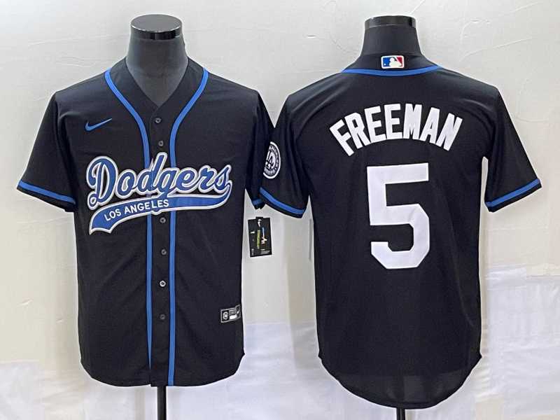 Mens Los Angeles Dodgers #5 Freddie Freeman Black Cool Base Stitched Jersey->los angeles dodgers->MLB Jersey